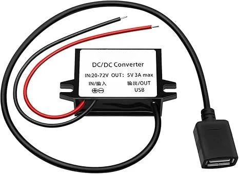 DC/DC 20-72V To 5V 3A 15W USB Output Converter Step-Down Module Waterproof Transformer For LED Light GPS Navigation Device MP3 Oasis Select Single Square USB 20-72V 5V 3A