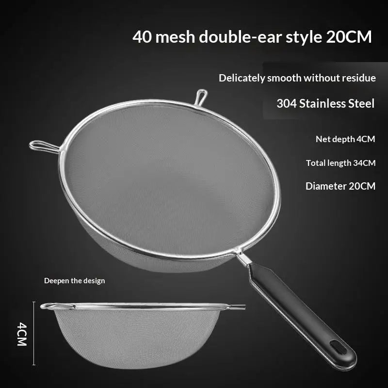 Ergonomic Kitchen Strainer with Non-Slip Handle & Hook Food Safe for Christmas Recipe Prep Fruit Vegetable Draining Oasis Select I
