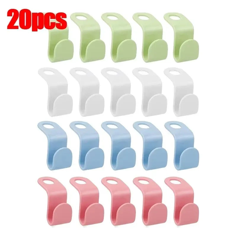 10-50pc Multi Functional Wardrobe Hanger Hook, Hat Hook, Plastic Wardrobe Stacking Hanger, Bedroom Storage Wardrobe Storage Rack Oasis Select 20pcs-Mix