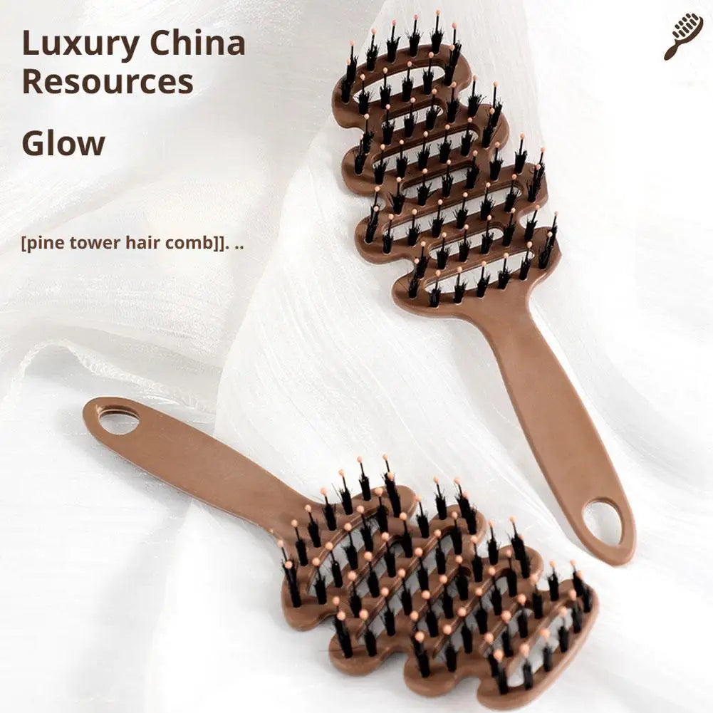 2 PCS Anti-Static Hair Comb Pig Bristle Detangler Professional Salon Comb for Black Hair And Wigs Shampoo Brush Detangling Comb Oasis Select
