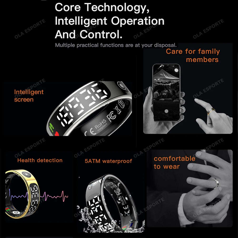 Smart Ring LED – Heart Rate, SpO₂ & Sleep Tracker | 5ATM