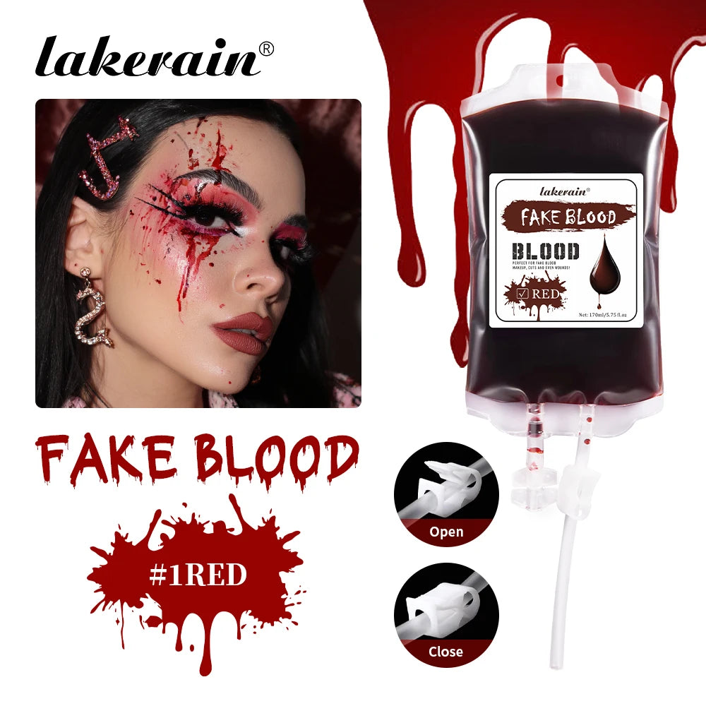 Lakerain 170ML Fake Blood Halloween Ultra-realistic Fake Blood Makeup Safe Non-Toxic Cosplay Horror Prop Party Decoration Oasis Select Red