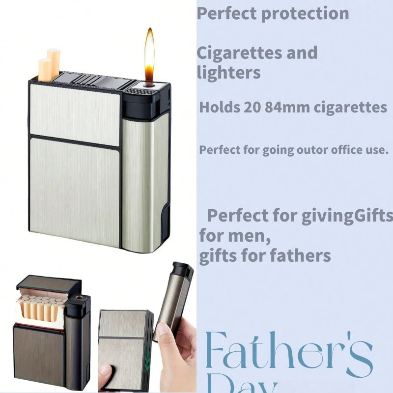 20PCS Capacity Metal Cigarette Case for 84mm Size with Lighter Case, Creative Cigarette Box Case Anti Pressure Moisture-proof Oasis Select