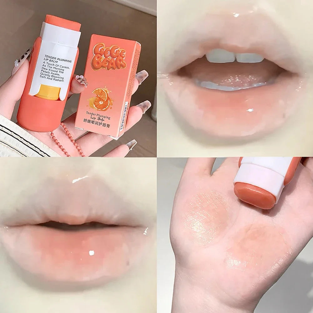 Large Capacity Lip Balm Keychain Pendant, Hydrating & Moisturizing Lip Care Primer Makeup Plumping Clear Lip Gloss Oasis Select Orange