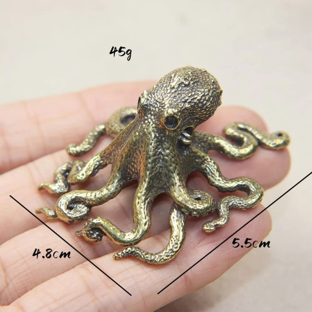New Antique Octopus Home Decoration Brass Copper Animal Figurines Miniatures Desk Ornament Accessories Creative Table Craft Oasis Select