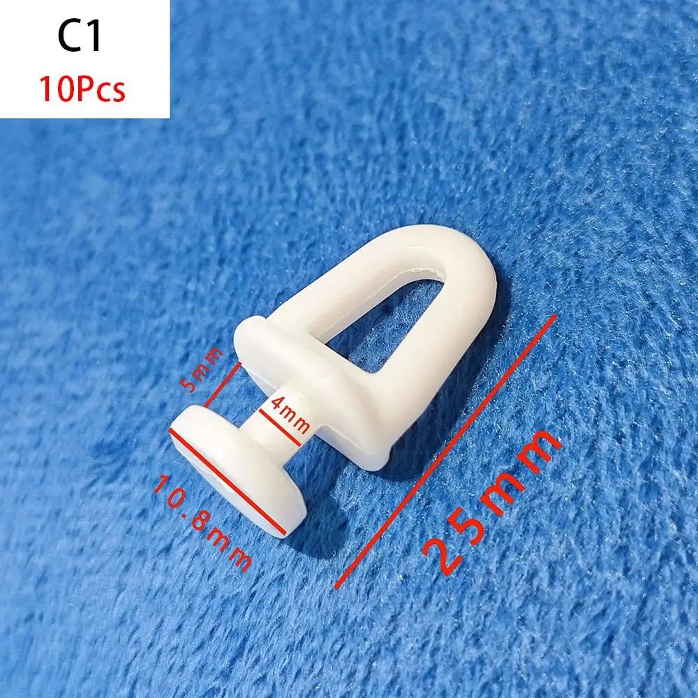 10Pcs Straight Curved Track Rollers Curtain Wheels Rail Curtains Hook Ring Slider Furniture Hardware Curtain Rod Pulley Hanging Oasis Select C1