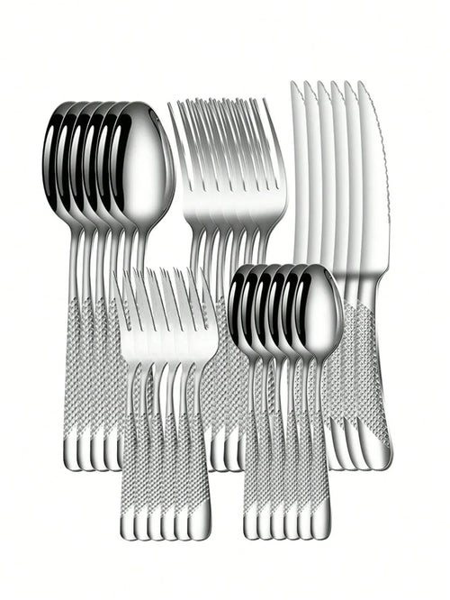 24-Piece Star Diamond Stainless Steel Cutlery Set – Serves 6 Flatware Cutlery Set Oasis Select