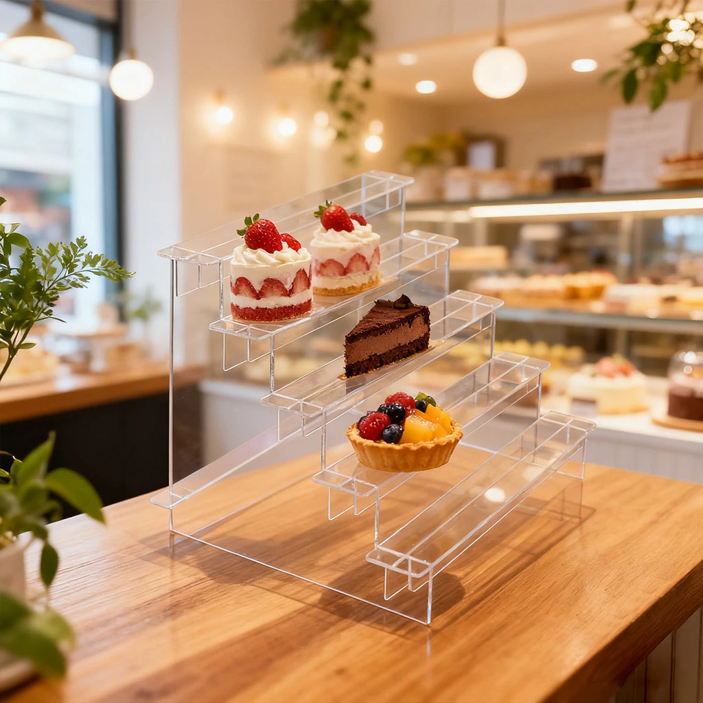 1pc transparent acrylic stepped dessert display rack perfume display rack is suitable shop cupcakes jewelry lipstick organizer Oasis Select