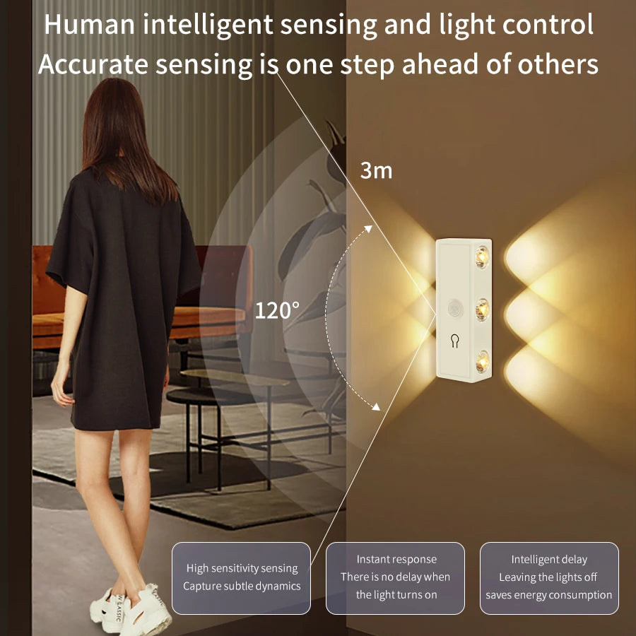 3 Colors/RGB Motion Sensor LED Night Light Rechargeable Magnetic Wall Lamp Touch Dimming Ambient Light for Bedroom Hallway Stair Oasis Select