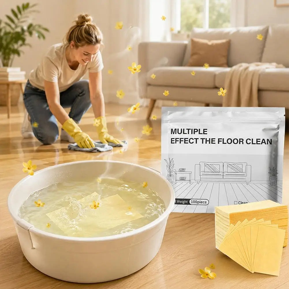 100PCS Water-Soluble Floor Cleaner Tablets Sterilizing Fragrant Remove Yellow Dirt Multi-Purpose Cleaning Sheets for Bathroom Oasis Select