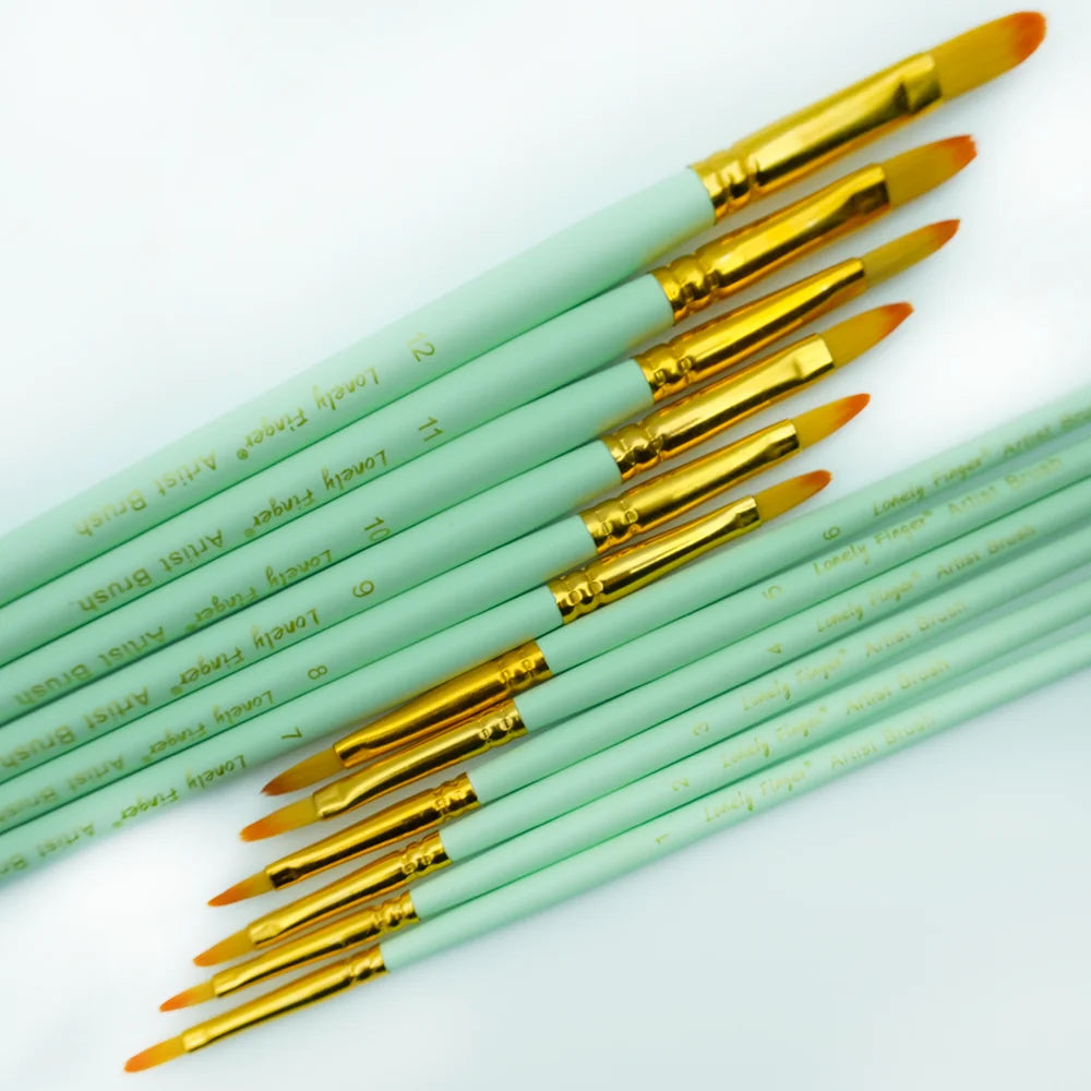 12pcs Filbert Watercolor Paint Brush Set Nylon Hair for Watercolors,Acrylics,Inks,Gouache,Oil and Tempera Oasis Select