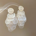 Round Shell Shell Tassel Earrings Beach Style Transparent Vintage Exaggerated Shell Disc Earrings Drop Earrings Oasis Select White