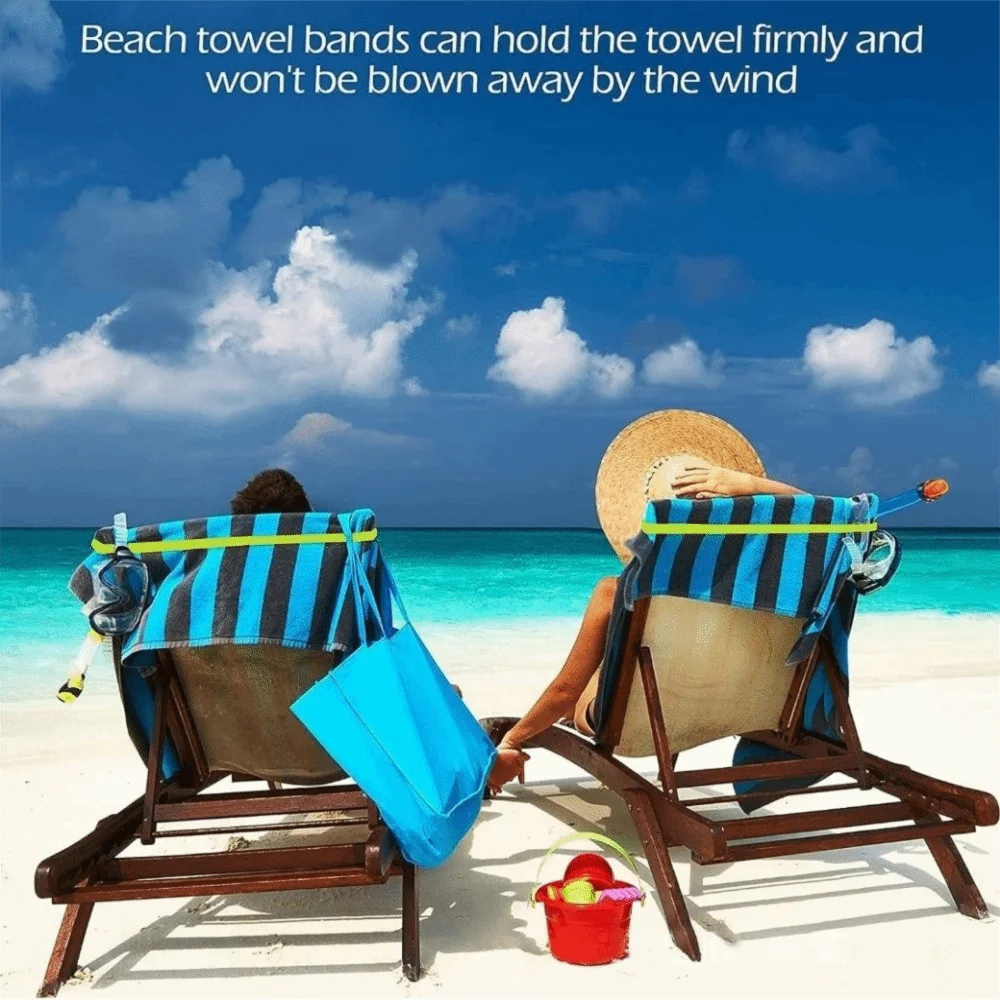 4 pcs Windproof Beach Towel Clips Colorful Silicone Towel Holder Bands Break-Resistant Multi-functional Stretchable Bands Cruise Oasis Select