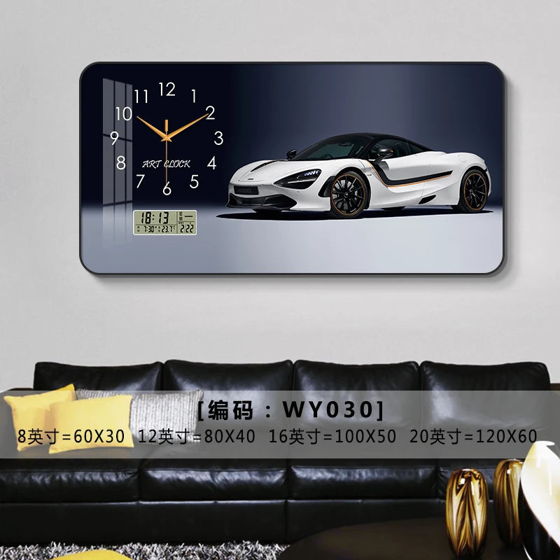 Car Clock Living Room Creative E-sports Room Silent Clock Auto Repair Beauty Shop Personality Art Decorative Painting Wall Clock Oasis Select WY030 80cm x 40cm