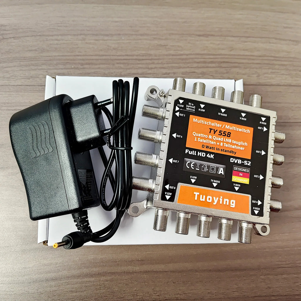 Multischalter / Multiswitch Quattro & Quad LNB tauglich1 Satelliten = 8 Teilnehmer O Watt in standby，FullHD4K DVB-S2 Oasis Select