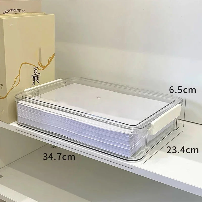 Paper Organizer Stackable Storage Box Transparent Desktop Storage Document Certificate Important Storage Box Oasis Select A2
