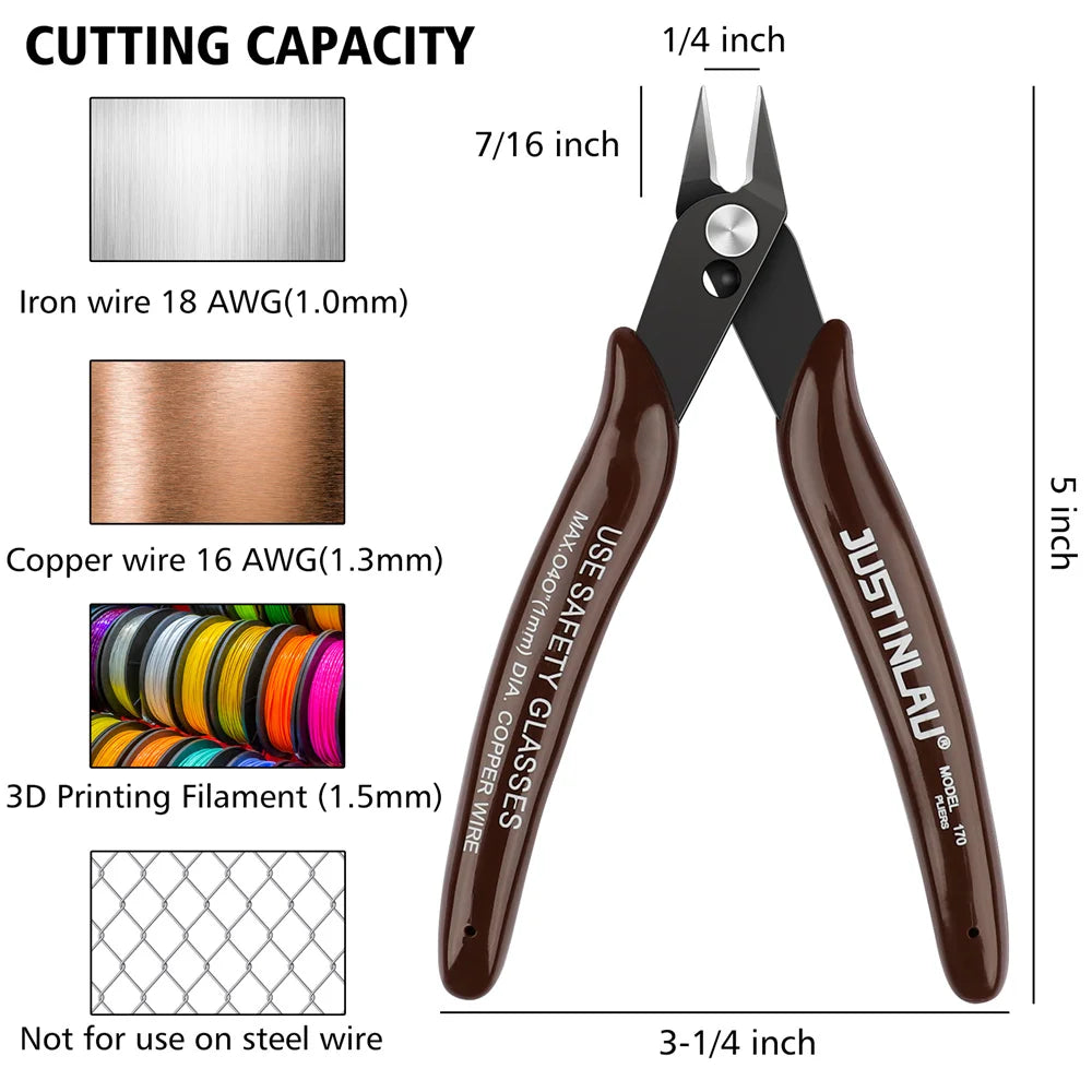 5Pcs 170 Wire Cutter DIY Trimmer Diagonal Side Cutting Cable Nippers Red Blue Pliers Hand Mini Snips Flush Nipper Trimmer Oasis Select
