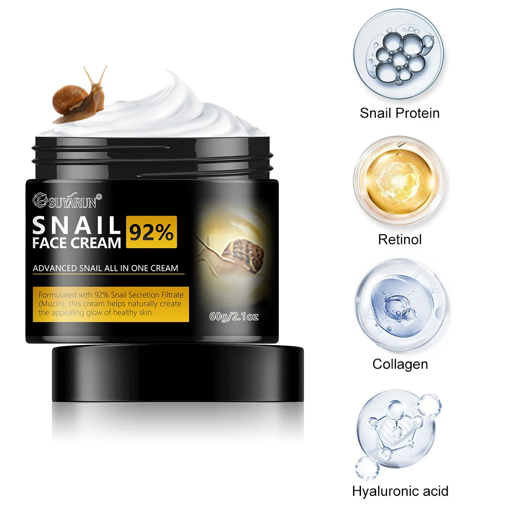 SUYARUN Snail Moisturizing Cream - 24H Hydrating, Anti-Aging Face Cream, Repairing & Brightening Skincare for Dry Sensitive Skin Oasis Select