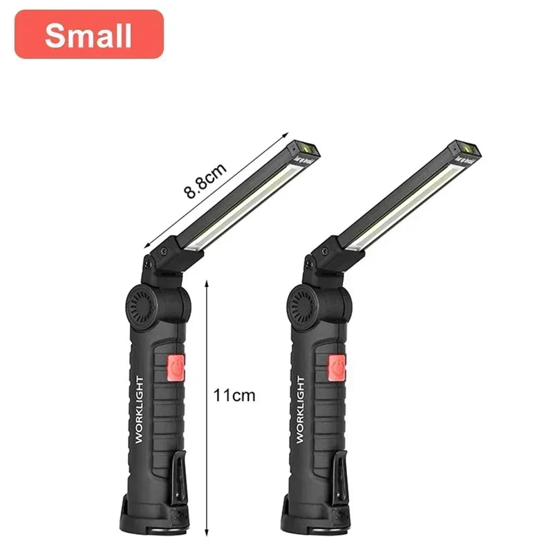 Led Work Light Magnetic Base Hook Rechargeable 360°Rotating Portable Handheld Flashlight For Working Repairing Outdoor Camping Oasis Select 2Pcs Small