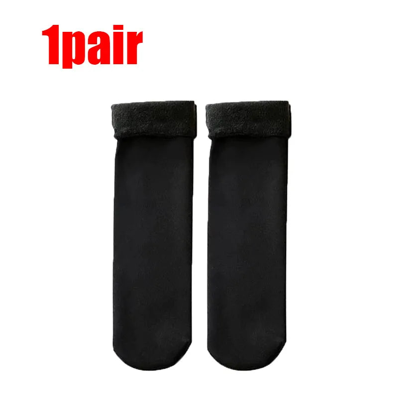 1/2/3/4pairs Winter Warm Women Socks Soft Thicken Thermal Plush Socks Velvet Wool Snow Boots Floor Socks Home Sleeping Sock Oasis Select Black 1Pair One Size