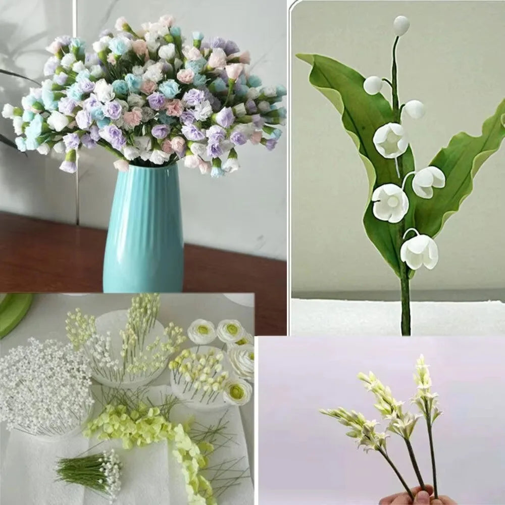 100Pcs 40cm Floral Wire Stems Paper Covered DIY Crafts Paper Floral Wire Iron Wire Flower Making Accessory Home Decor Oasis Select