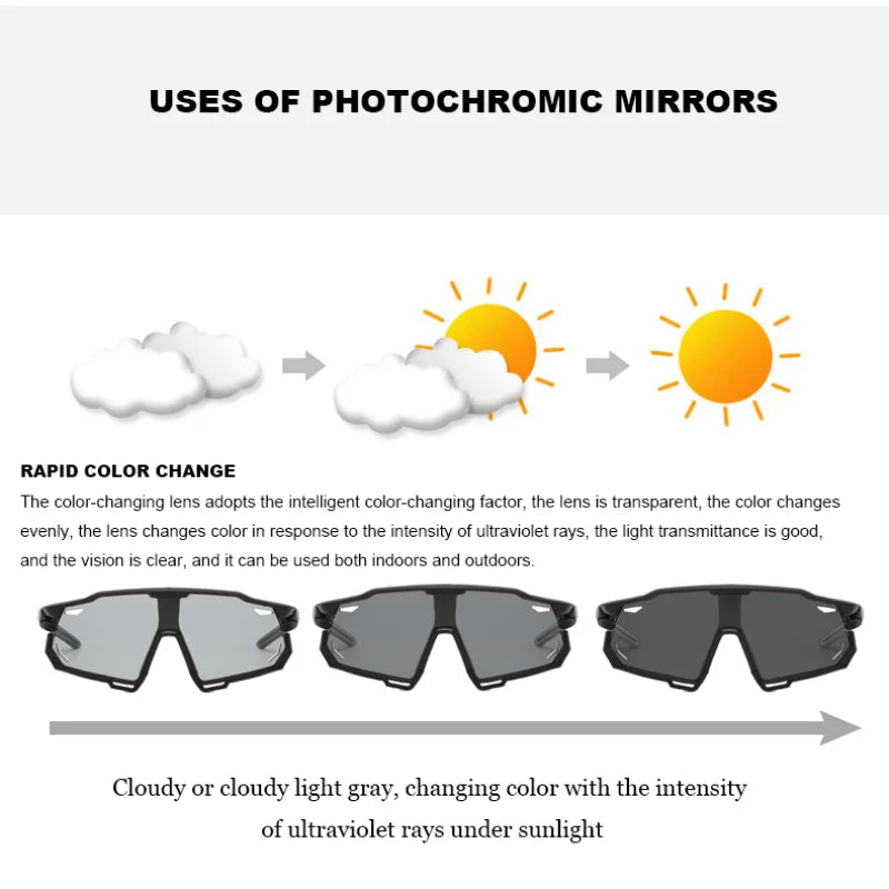 Photochromic Sports Glasses Men's and Women's Polarized Bike Eyewear Mountain MTB Cycling UV400 Sunglasses Bicycle Road Goggles Oasis Select
