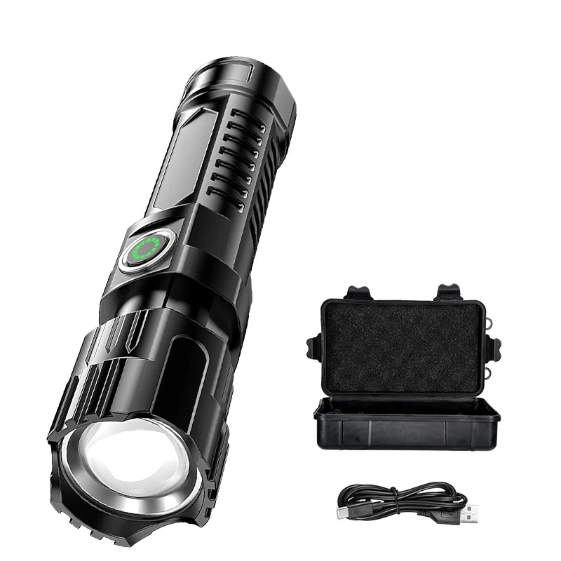 Rechargeable Zoomable LED Flashlight – Waterproof Tactical Torch