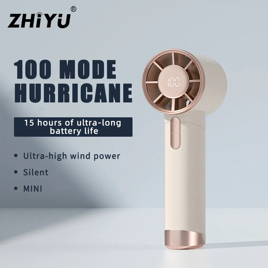 KDULIT Mini Handheld Fan – 100 Speeds, USB-C Rechargeable