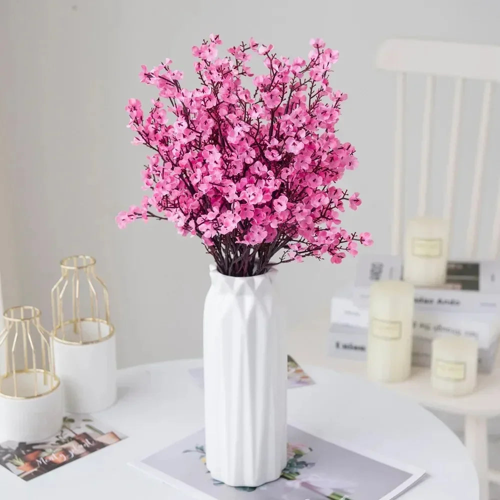 Cherry Blossoms Artificial Flowers Gypsophila Fake Flowers DIY Wedding Home Vase Decoration Faux Flowers Branch Oasis Select