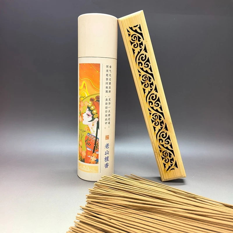 400sticks Sandalwood with 1pc Bamboo Board Incense Holder Anti-Ash Flying incienso Burner Bamboo Incense Ash Catcher Holders Oasis Select Tang grass Sandal
