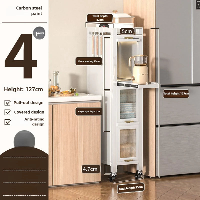 Drawable Kitchen Crevice Storage Cabinet Multi-layer Ultra Narrow