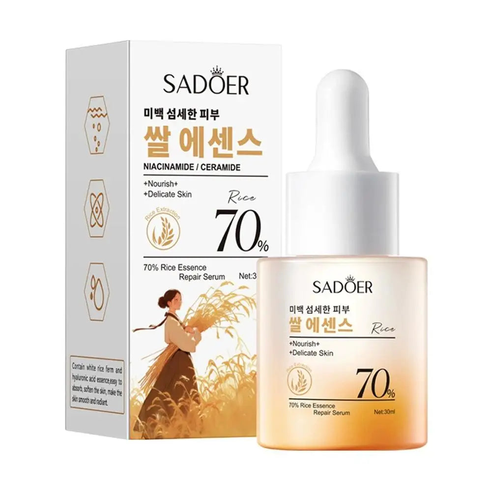 SADOER Rice Serum White Rice Essence Brightening Moisturizing Deep Hydrating Facial Essence Smooth Lines Even Skin Tone Skincare Oasis Select 30ml