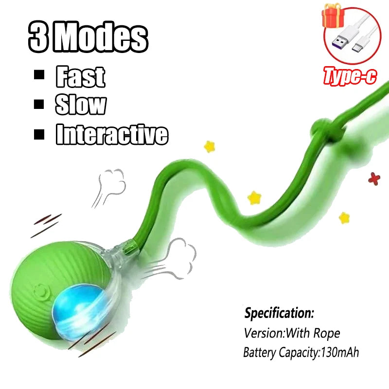 Cat Interactive Ball Training Self-moving Kitten Electric Cat Ball Toys Electronic Automatic Rolling Magic Ball Toys for Cat Oasis Select Green Tail Ball New Version