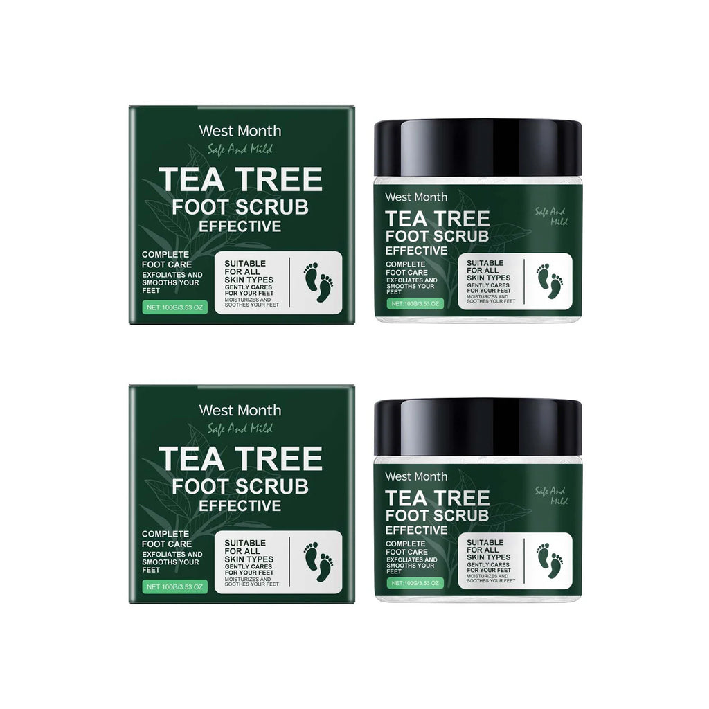 Exfoliating Tea Tree Foot Scrub Helps Remove Dead Skin Soften Rough Dry Feet Skin Cleansing Moisturizing Smooth Cracked Heels Oasis Select 2 x 100g Boxed