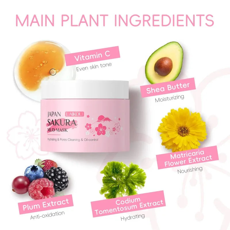 LAIKOU Sakura Mud Mask 25g Deep Cleansing Blackheads Brightening Oil Control Face Mask Oasis Select