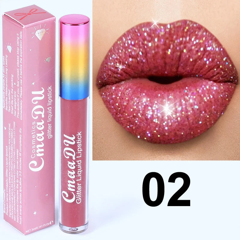 Pearlescent Shimmer Lip Gloss Lipstick Glitter Plumping Waterproof High Shine Lightweight Coral Metallic Y2K Daily Party Makeup Oasis Select 02