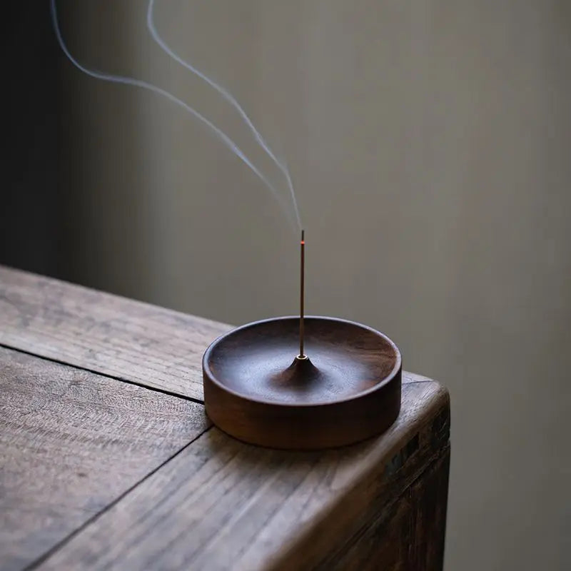 North American Black Walnut Solid Wood Incense Stick Handmade Tea Ceremony Round Incense Burner Agarwood Tray Holder Oasis Select