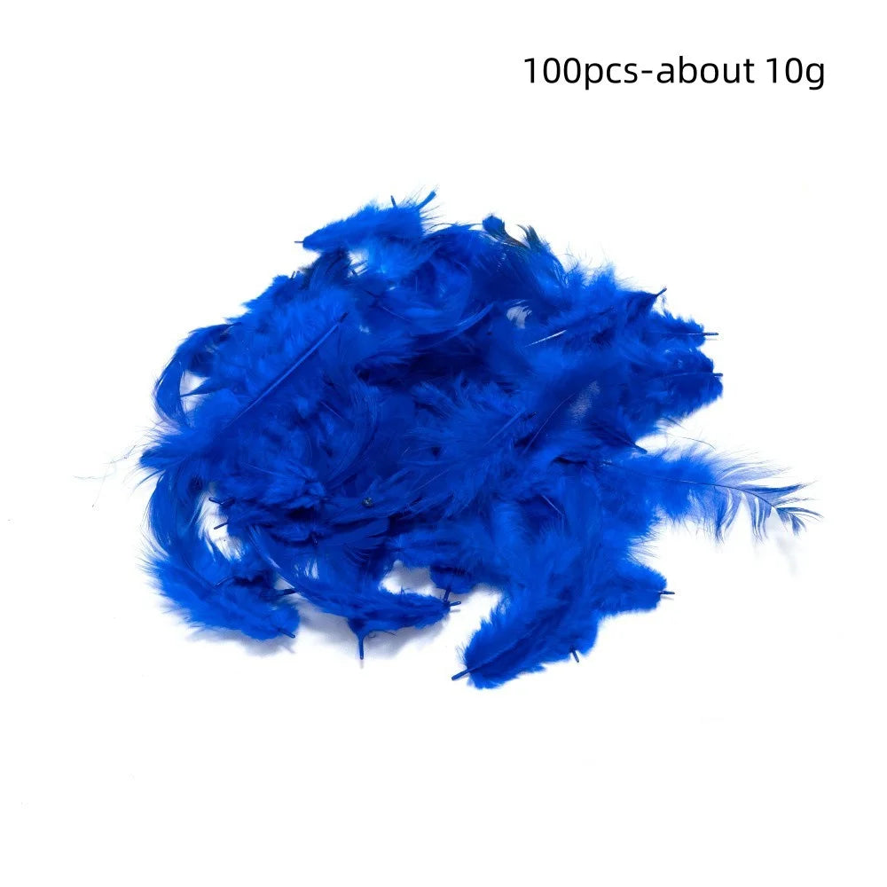 100PCS Small Goose Feathers for DIY Crafts 5-8cm Coloed Swan Plumes Wedding Party Handicraft Accessories Dream Catcher Feathers Oasis Select Blue