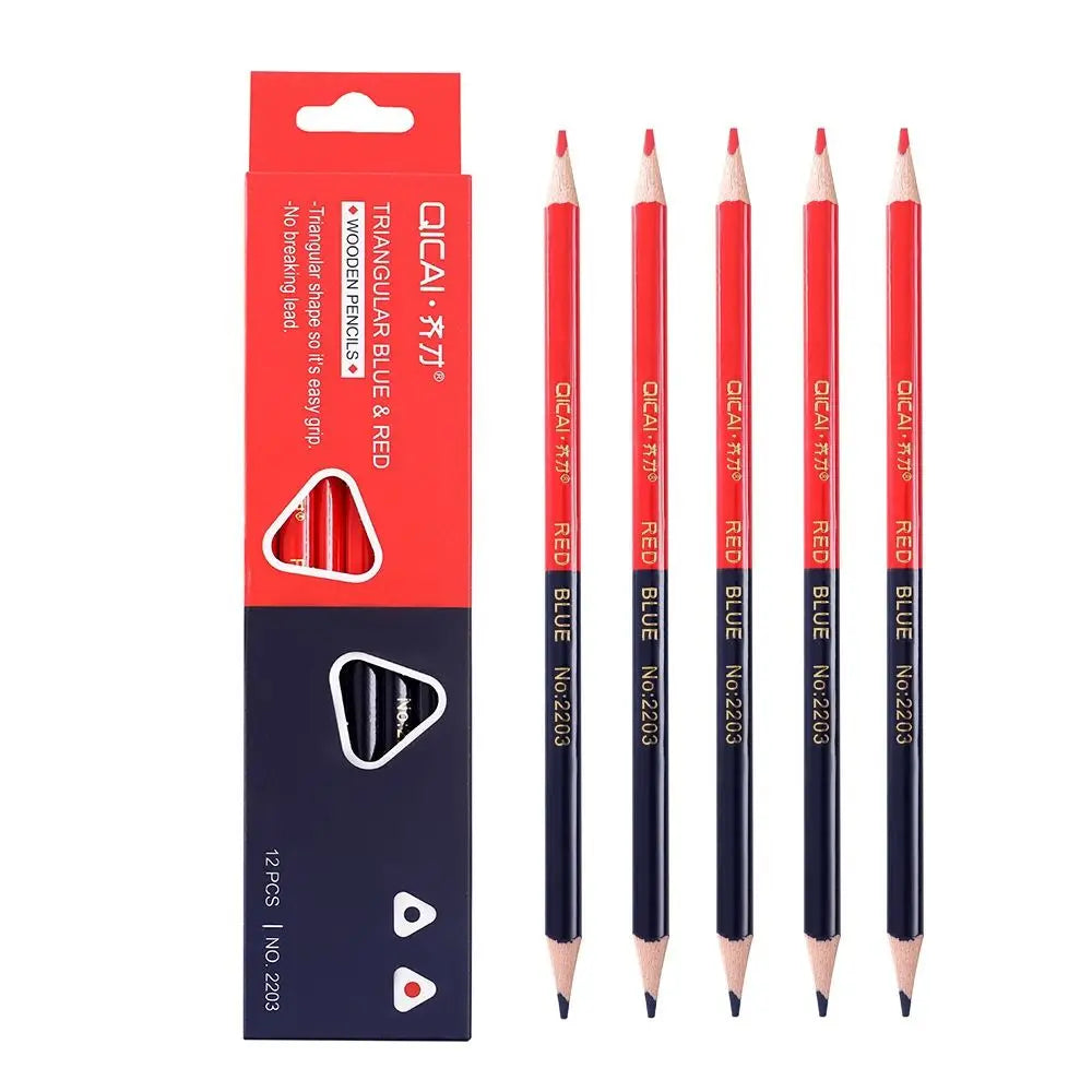 12pcs/set Students Writing Red&Blue Double Head Pencil Drawing Marking 2B Soft Lead Pencil Marker Tools Graphics Oasis Select 12pcs-set