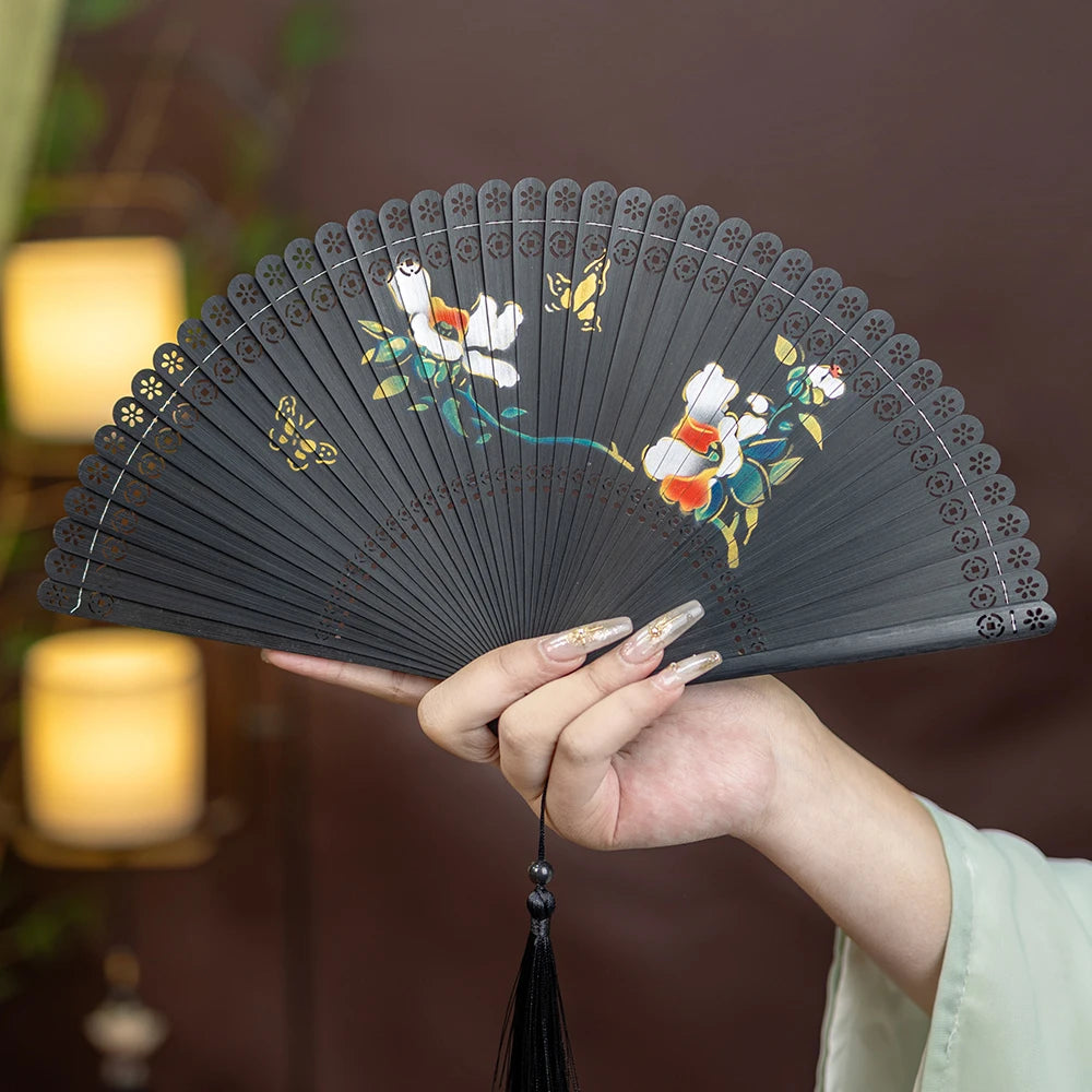 New All-bamboo Dance Fan Portable Summer Folding Fan Classical Film and Television Court Photo Fan Oasis Select 19