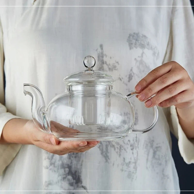 400ml/1000ml Glass Teapot Filterable Heat-resistant Thickened High Borosilicate Durable Flower Tea Pot Heatable Puer Oolong Pot Oasis Select