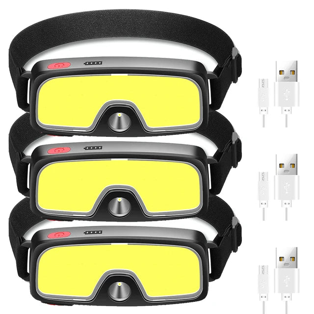 New Upgrade Portable LED Head Lamp Built-in 1200mah Battery COB Headlight USB-C Rechargeable Waterproof Torch Camping Flashlight Oasis Select T003-14