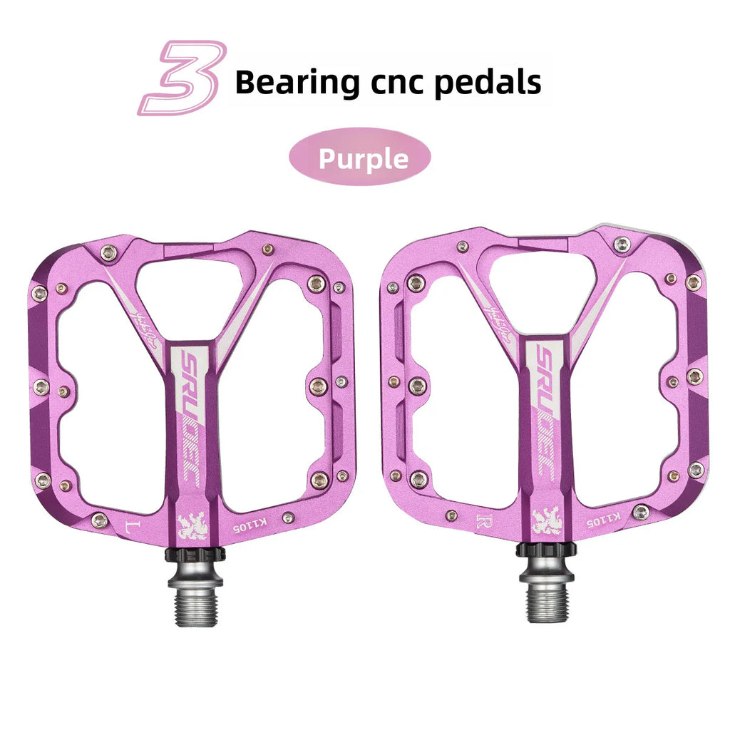 Bicycle, mountain bike, pedal, sealed bearing, pedal, three-layer high strength, increased anti slip pedal equipment Oasis Select PURPLE