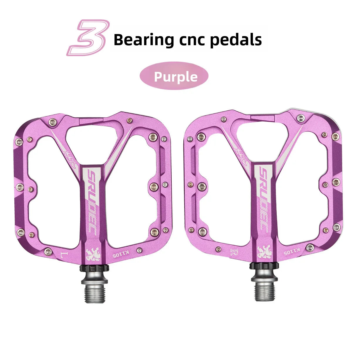 Bicycle, mountain bike, pedal, sealed bearing, pedal, three-layer high strength, increased anti slip pedal equipment Oasis Select PURPLE