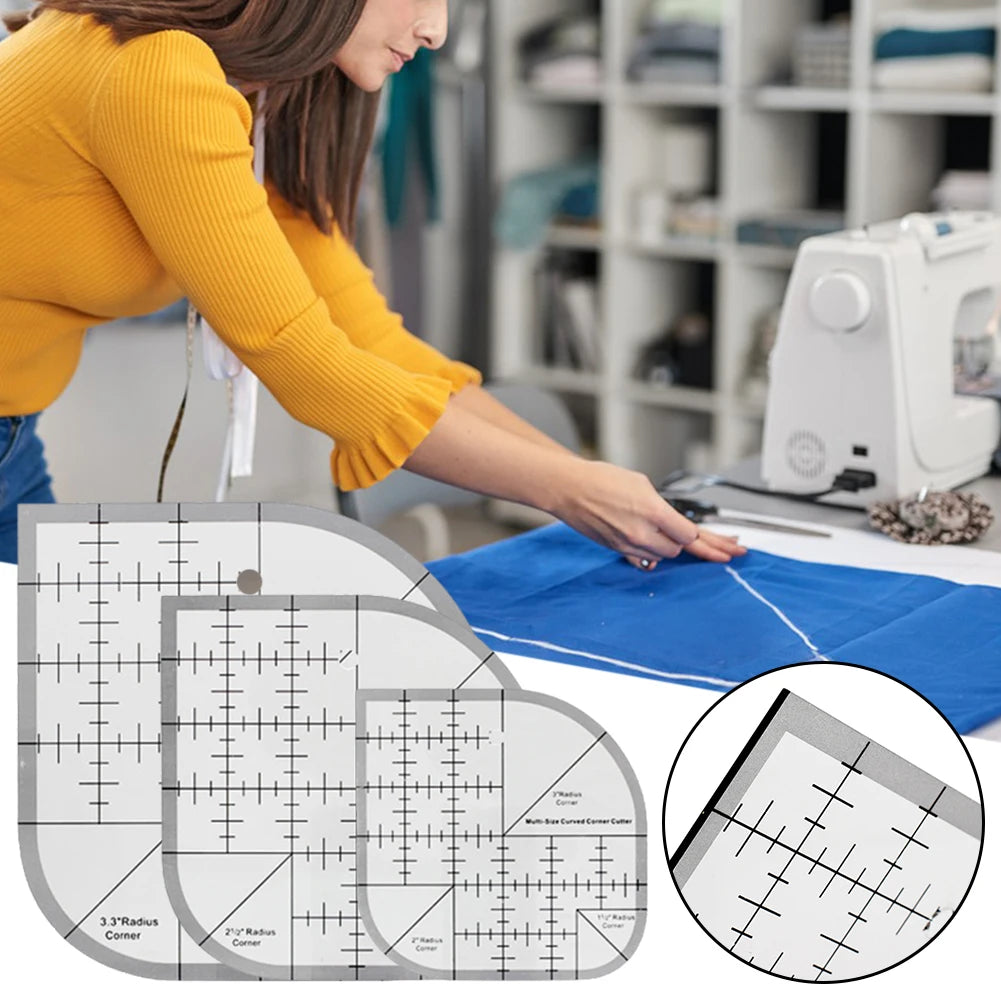 Acrylic Non-Slip Curved Corner Cutter Ruler | Quilting Template