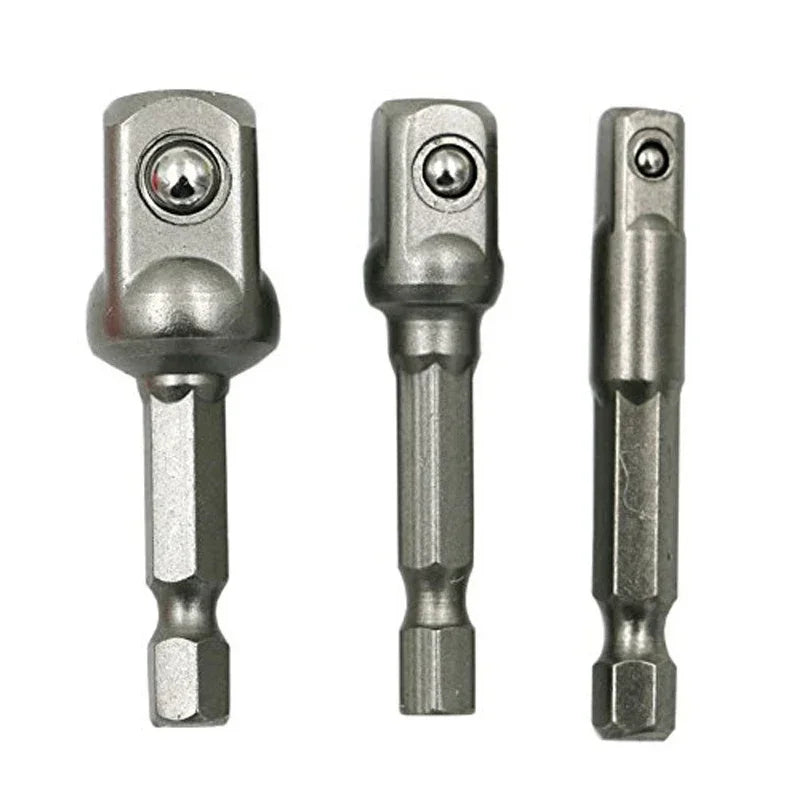 3Pcs Drill Socket Adapter Impact Drill Extension Drill Bits Bar Socket Adapter 1/4 3/8 1/2 Size Hex Shank Square Head Drill Bit Oasis Select