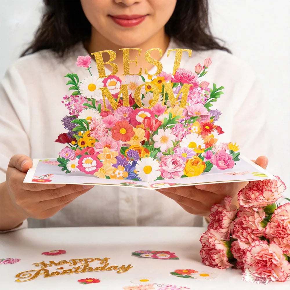 3D Pop-Up Greeting Card with Envelope Mothers Day Gift for Mom Thanksgiving Perfect Floral Heart Design Surprise Keepsake Oasis Select
