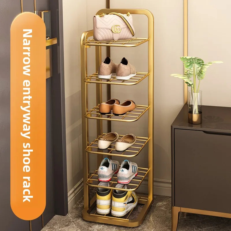 Wrought iron shoe rack, simple multi-layer dust-proof shoe cabinet, narrow and mical corner shoe rack in dormitory Oasis Select
