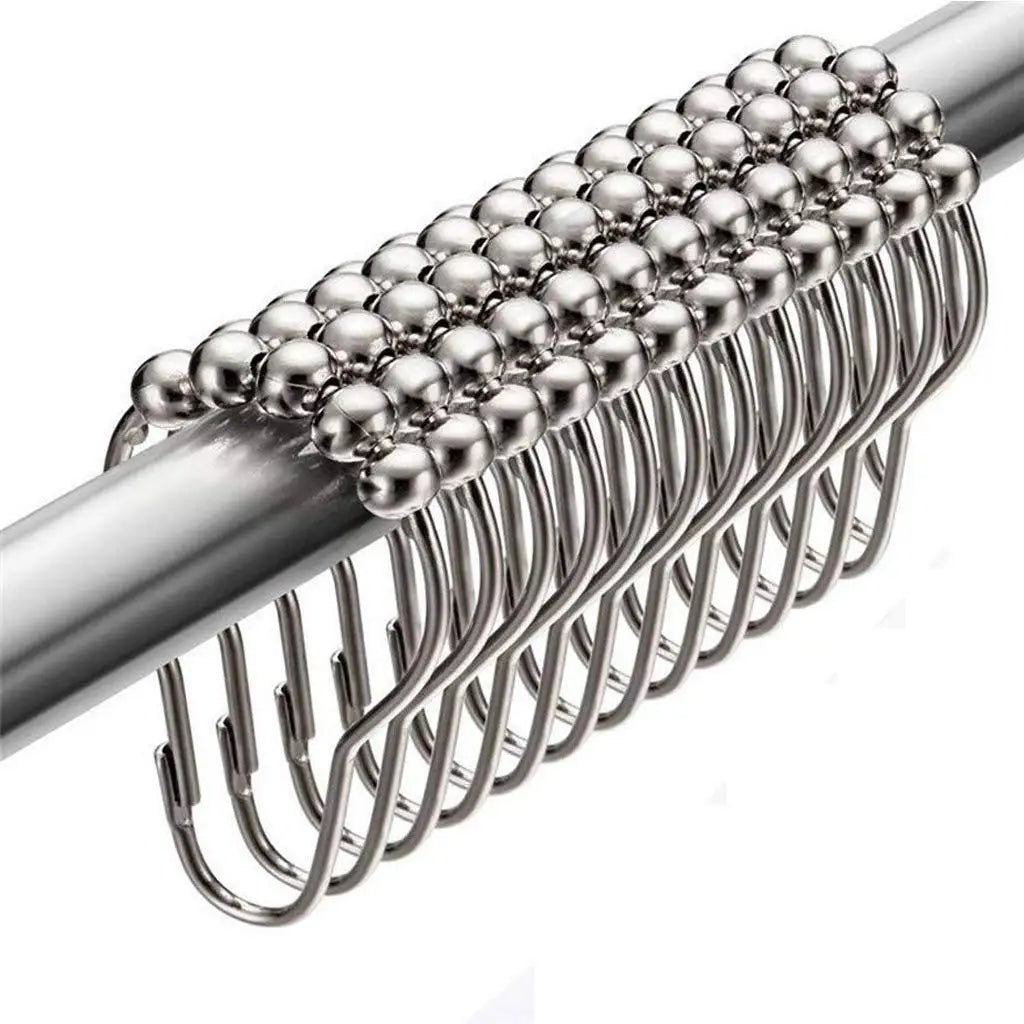 12 pcs/pack Rustproof Bath Curtain Rollerball Shower Curtain Rings Hooks 5 Roller Polished Satin Nickel Ball Curtain Accessories Oasis Select