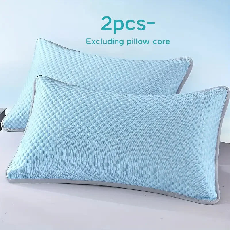 Cooling Pillowcase Covers Ice Silk Soft Breathable Summer Pillow Cases Machine Washable for Dorm Home Bedroom Use Smooth Fabric Oasis Select Blue-1Pair 48x74cm